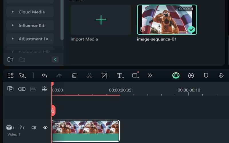 adding image sequence to the timeline